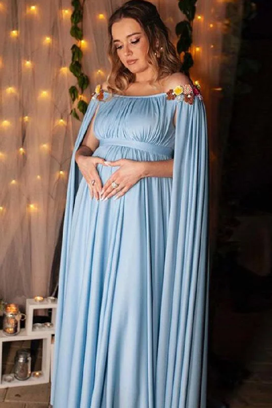 Maxi dresses with a gathered skirt for a voluminous and dramatic effectFashion A-line Off-the-shoulder Maternity Dress Maxi dresses with a gathered skirt for a voluminous and dramatic effectFashion A-line Off-the-shoulder Maternity Dress