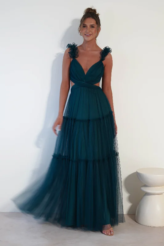 Animal print maxi dresses for a statement - making outfitGaliena Ruffle Tulle Maxi Dress | Teal Animal print maxi dresses for a statement - making outfitGaliena Ruffle Tulle Maxi Dress | Teal