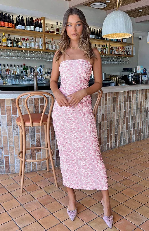 Maxi dresses with ribbed textures for a unique and tactile lookImogen Pink Floral Print Strapless Maxi Dress Maxi dresses with ribbed textures for a unique and tactile lookImogen Pink Floral Print Strapless Maxi Dress