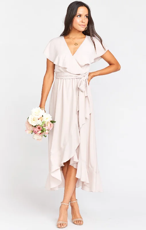 Maxi dresses with a wrap - around style for a customizable fitJess Ruffle Midi Dress ~ Show Me the Ring Crisp Maxi dresses with a wrap - around style for a customizable fitJess Ruffle Midi Dress ~ Show Me the Ring Crisp
