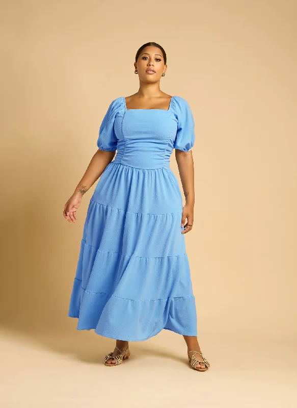 Animal print maxi dresses for a statement - making outfitLana Ruched Skater Maxi Dress - Blue Animal print maxi dresses for a statement - making outfitLana Ruched Skater Maxi Dress - Blue