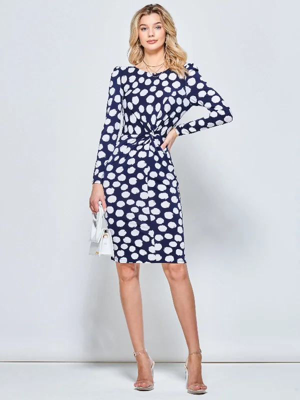Printed maxi dresses with abstract patterns for an artistic lookLong Sleeve Twist Front Bodycon Dress, Navy Spot Printed maxi dresses with abstract patterns for an artistic lookLong Sleeve Twist Front Bodycon Dress, Navy Spot