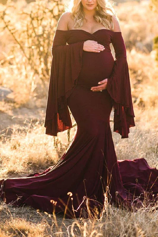 Sequined maxi dresses for formal evening galasMaternity Off-the-shoulder Photography Dress Ruffle Sleeves Maternity Dress Sequined maxi dresses for formal evening galasMaternity Off-the-shoulder Photography Dress Ruffle Sleeves Maternity Dress