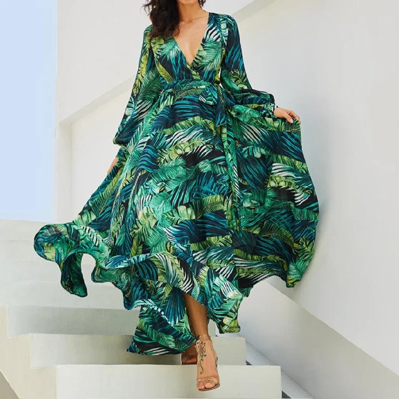 Denim maxi dresses with frayed hems for a casual lookKittenAlarm - Olivia V-Neck Floral-Printed Boho Maxi Dress Denim maxi dresses with frayed hems for a casual lookKittenAlarm - Olivia V-Neck Floral-Printed Boho Maxi Dress