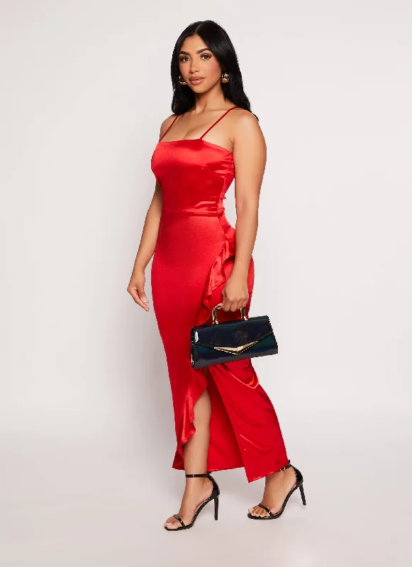 Metallic maxi dresses for a glamorous New Year's Eve partyAsymmetrical Ruffled Side Slit Maxi Dress Metallic maxi dresses for a glamorous New Year's Eve partyAsymmetrical Ruffled Side Slit Maxi Dress