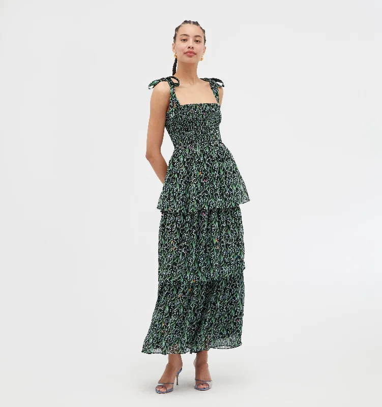 Maxi dresses with a wrap - around style for a customizable fitThe Elise Nap Dress - Black Lily of the Valley Maxi dresses with a wrap - around style for a customizable fitThe Elise Nap Dress - Black Lily of the Valley