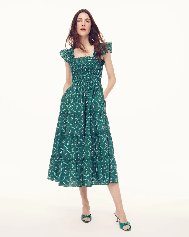Polyester maxi dresses for easy - care and durabilityThe Ellie Nap Dress - Emerald Trellis Polyester maxi dresses for easy - care and durabilityThe Ellie Nap Dress - Emerald Trellis