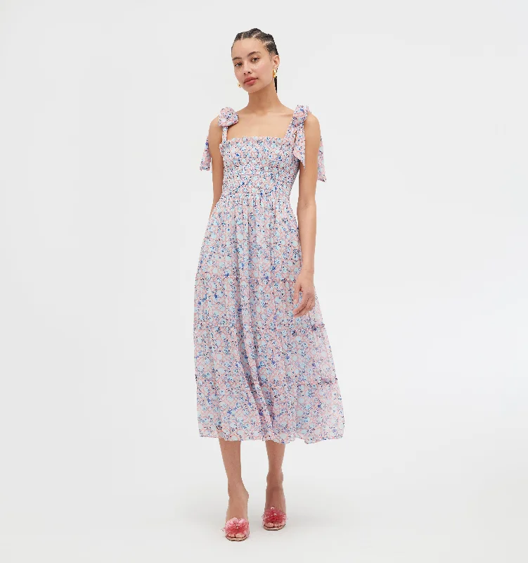 Polyester maxi dresses for easy - care and durabilityThe Ribbon Ellie Nap Dress - Pink Basketweave Vine
