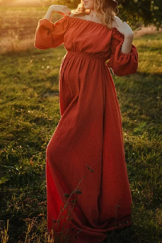 Linen maxi dresses for a breathable and lightweight summer optionVintage Boho Off-the-shoulder Maternity Maxi Dress Linen maxi dresses for a breathable and lightweight summer optionVintage Boho Off-the-shoulder Maternity Maxi Dress