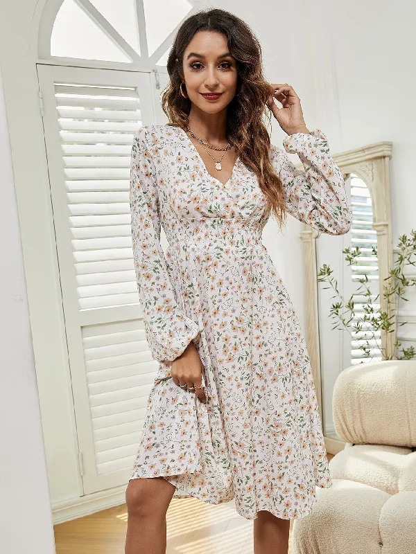 Maxi dresses with bow accents at the waist for a sweet appearanceKittenAlarm - Women V Neck Elastic Waist Floral Print Long Sleeve Maxi Dress Maxi dresses with bow accents at the waist for a sweet appearanceKittenAlarm - Women V Neck Elastic Waist Floral Print Long Sleeve Maxi Dress