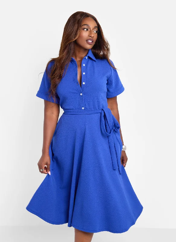 Midi dresses with button - down skirts for a unique and functional designAllow Me Floral Print Button Top Skater Midi Dress - Blue Midi dresses with button - down skirts for a unique and functional designAllow Me Floral Print Button Top Skater Midi Dress - Blue