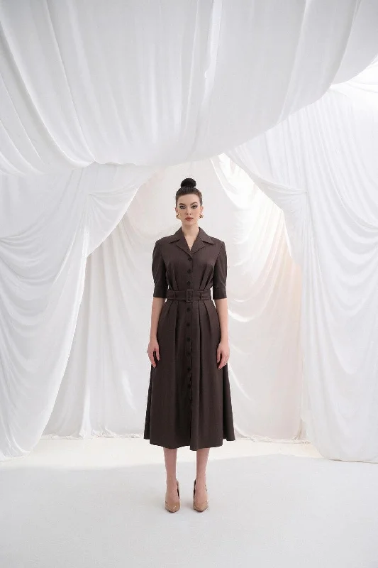 Midi dresses with fringe details for a fun and energetic styleAurore Shirt Middle Sleeved Polyester Midi Dress Midi dresses with fringe details for a fun and energetic styleAurore Shirt Middle Sleeved Polyester Midi Dress