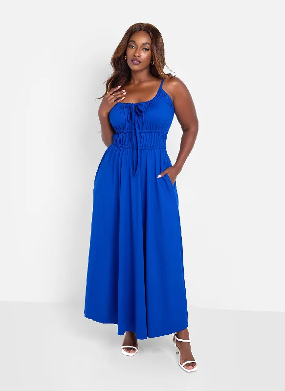 Midi dresses with tiered skirts for a bohemian festival lookBai Peasant Top Skater Maxi Dress - Blue Midi dresses with tiered skirts for a bohemian festival lookBai Peasant Top Skater Maxi Dress - Blue
