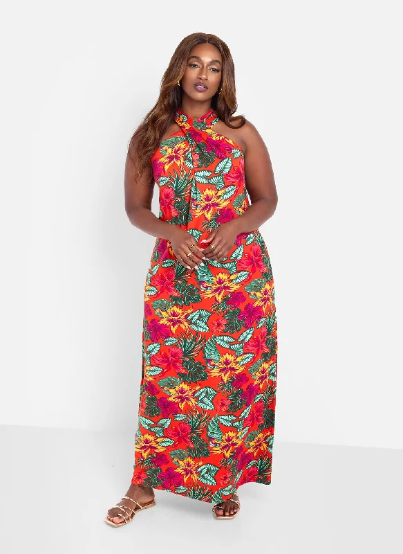Sheath midi dresses with beaded embellishments for a formal occasionBeach Stroll Halter Slip Maxi Dress - Red