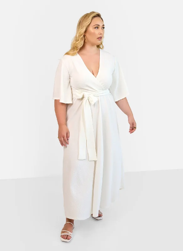 Midi dresses with gathered skirts for a full and flowing silhouetteBianca Faux Wrap Maxi Dress Midi dresses with gathered skirts for a full and flowing silhouetteBianca Faux Wrap Maxi Dress