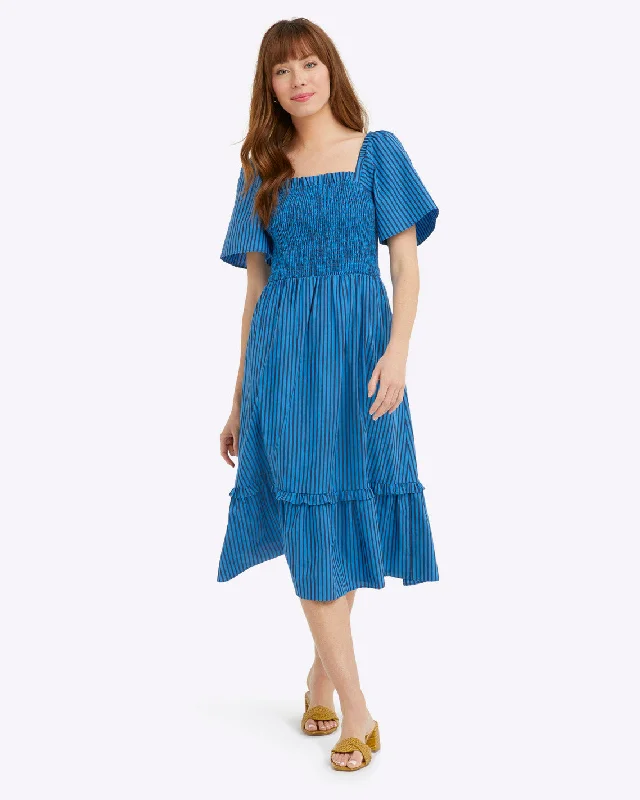 Sheath midi dresses with beaded embellishments for a formal occasionDeana Smocked Dress in Canopy Stripe Sheath midi dresses with beaded embellishments for a formal occasionDeana Smocked Dress in Canopy Stripe