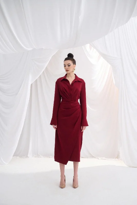 Midi dresses with puff sleeves for a vintage - inspired lookEdna Shirt Long Sleeved Crepe Midi Dress Midi dresses with puff sleeves for a vintage - inspired lookEdna Shirt Long Sleeved Crepe Midi Dress