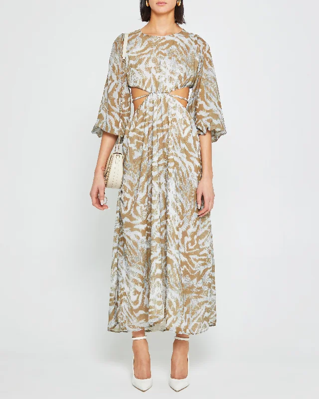 Midi dresses with animal prints for a bold and confident appearanceJawdat Dress