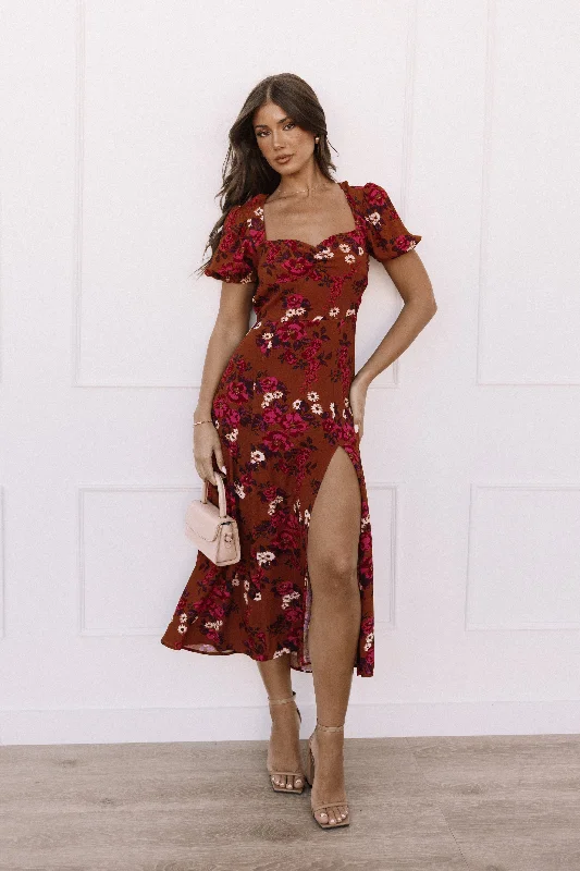 Midi dresses with asymmetric hems for a fashion - forward and dynamic appearanceKirby Midi Dress - Vintage Garden Midi dresses with asymmetric hems for a fashion - forward and dynamic appearanceKirby Midi Dress - Vintage Garden