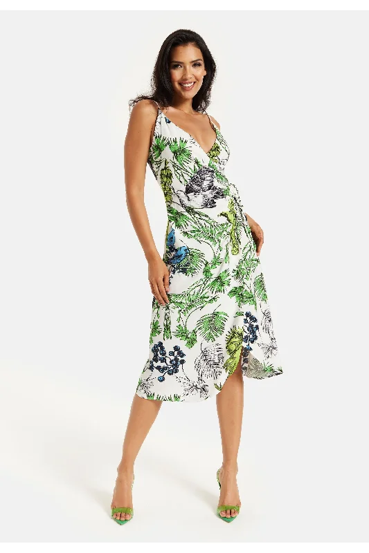 Midi dresses with mesh inserts for a trendy and breathable optionLiquorish Bird And Floral Print Midi Wrap Dress Midi dresses with mesh inserts for a trendy and breathable optionLiquorish Bird And Floral Print Midi Wrap Dress