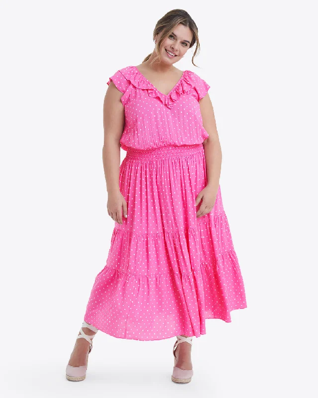 High - low midi dresses with geometric patterns for a modern partyMarie Midi Dress in Polka Dots High - low midi dresses with geometric patterns for a modern partyMarie Midi Dress in Polka Dots