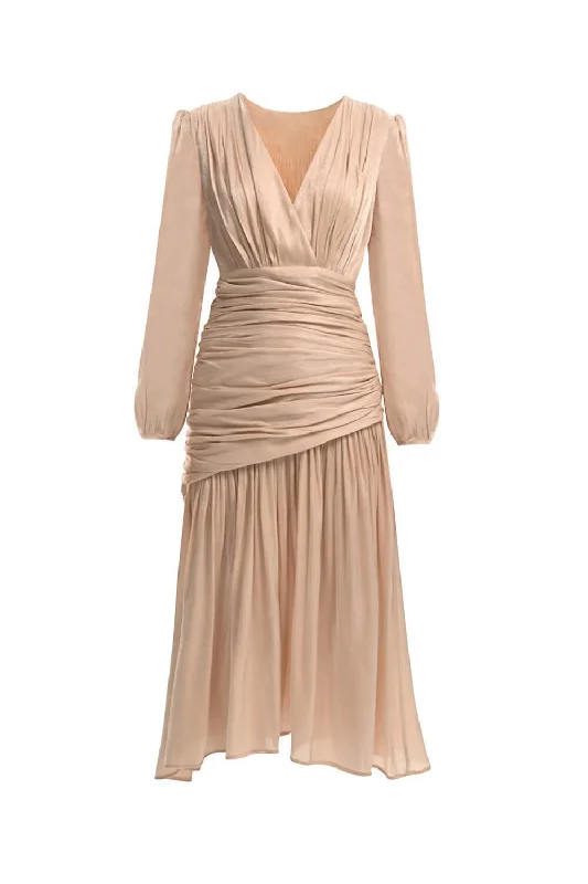 Midi dresses with V - necklines for a flattering and elongating effectMelida Empire V-Neck Sparkle Satin Midi Dress Midi dresses with V - necklines for a flattering and elongating effectMelida Empire V-Neck Sparkle Satin Midi Dress