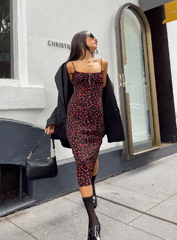 Midi dresses with one - shoulder designs for a modern and asymmetric styleNoda Midi Dress Black/Red Midi dresses with one - shoulder designs for a modern and asymmetric styleNoda Midi Dress Black/Red