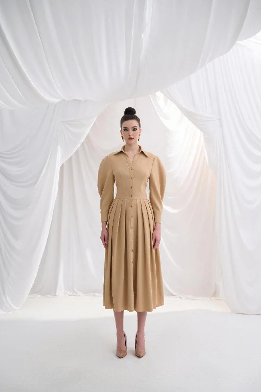 Midi dresses with bow accents for a sweet and charming lookReisy Shirt Leg Of Mutton Sleeved Twill Midi Dress Midi dresses with bow accents for a sweet and charming lookReisy Shirt Leg Of Mutton Sleeved Twill Midi Dress