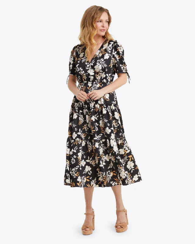 Sleeveless midi dresses with lace details for summer weddingsTie Sleeve Dress in Midnight Magnolia