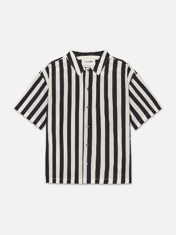 Camp Collar Shirt -- Navy Stripe