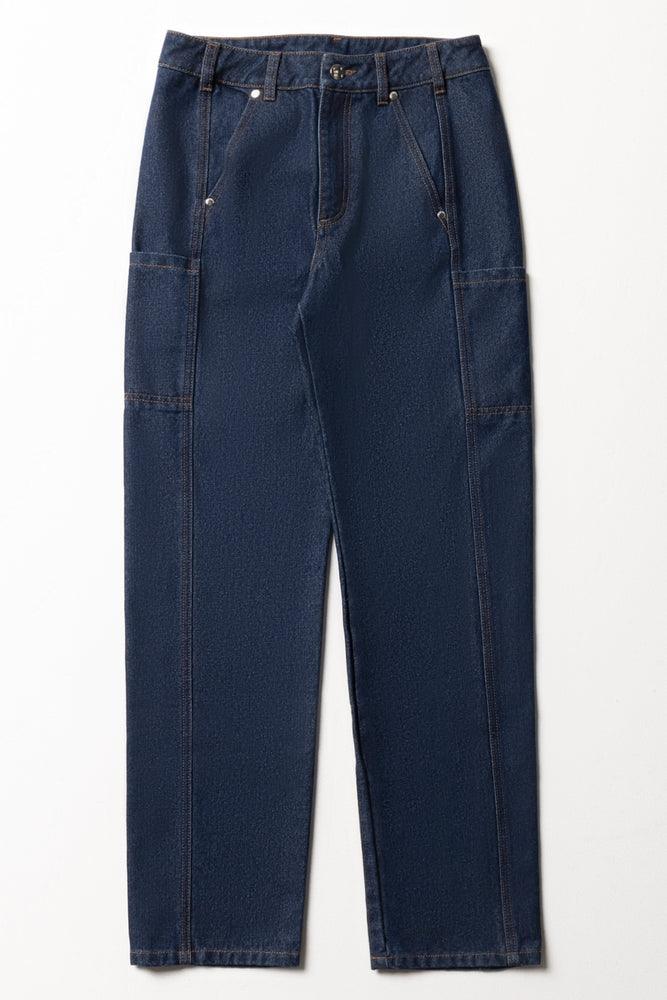 Men's Denim Crop Top for a Modern and Fashion - Forward StyleCargo Straight Leg Denim Jeans Dark Blue Men's Denim Crop Top for a Modern and Fashion - Forward StyleCargo Straight Leg Denim Jeans Dark Blue