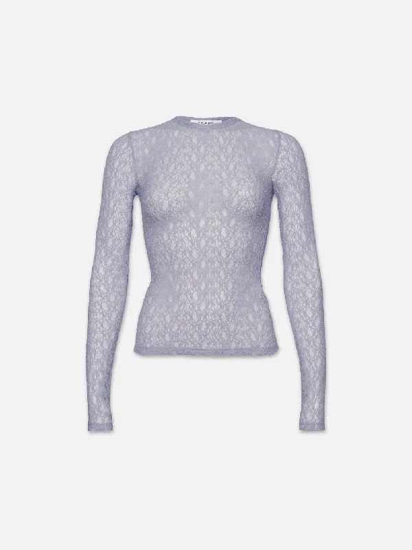 Men's Denim Vest with Embroidered Floral Patterns for a Boho - Inspired OutfitCrewneck Mesh Long Sleeve -- Lilac Men's Denim Vest with Embroidered Floral Patterns for a Boho - Inspired OutfitCrewneck Mesh Long Sleeve -- Lilac