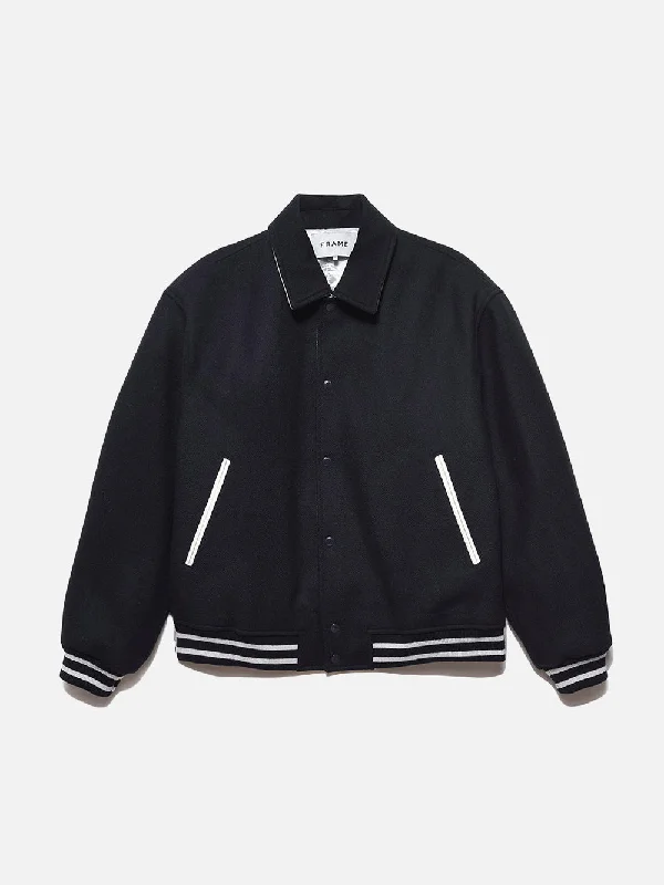 Men's Denim Henley Top with a Contrast Collar for a Stylish TwistFall Varsity Jacket -- Midnight Blue Men's Denim Henley Top with a Contrast Collar for a Stylish TwistFall Varsity Jacket -- Midnight Blue