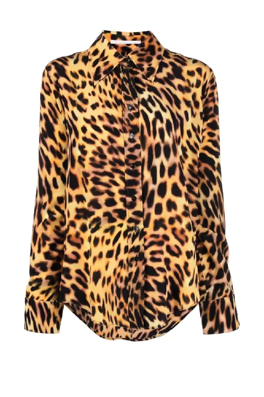Men's Denim Vest with Embroidered Floral Patterns for a Boho - Inspired OutfitStella McCartney Cheetah Print Silk Collared Shirt - Tortoiseshell Men's Denim Vest with Embroidered Floral Patterns for a Boho - Inspired OutfitStella McCartney Cheetah Print Silk Collared Shirt - Tortoiseshell