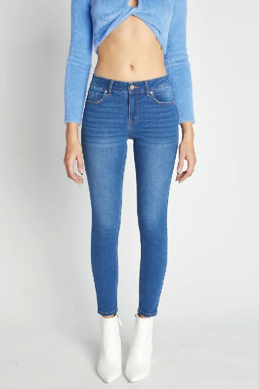 Mid Rise Push Up Ankle Skinny Jeans