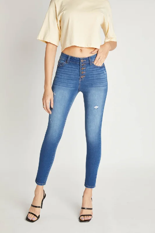 High Rise 5 Button Skinny Jeans