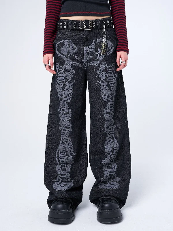 Women's cotton jogger pants Acid - wash women jeans with a retro finish Bones Black Washed Jeans Women's cotton jogger pants Acid - wash women jeans with a retro finish Bones Black Washed Jeans