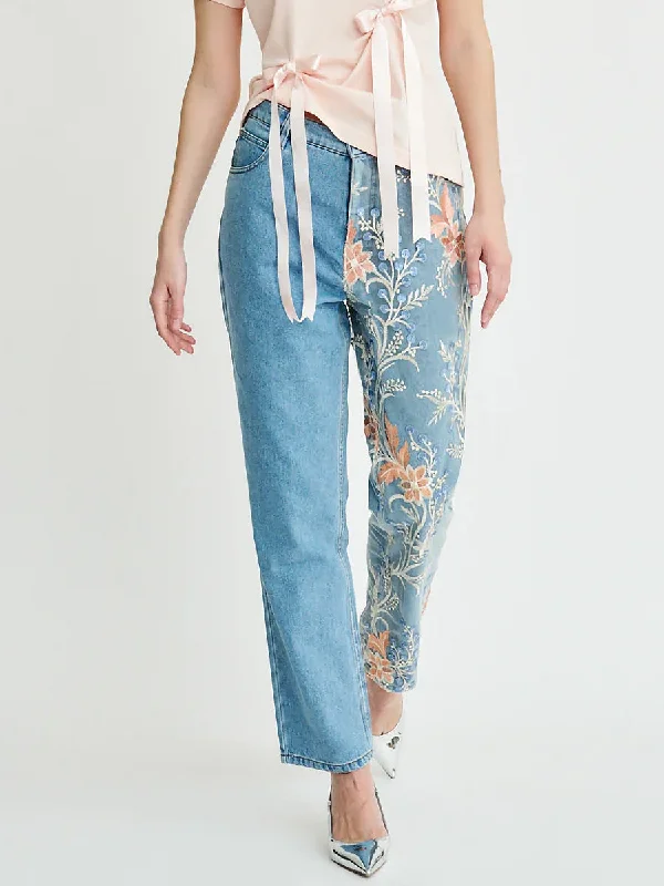 Women's kids - inspired printed pants Colored women jeans in vibrant hues like red and yellow Delia Floral Embroidered Jeans Women's kids - inspired printed pants Colored women jeans in vibrant hues like red and yellow Delia Floral Embroidered Jeans