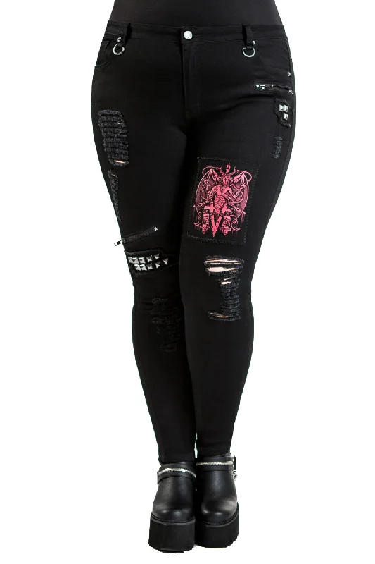 Women's cargo hiking pants Embroidered women jeans with intricate patterns Forsaken Jeans [PLUS]