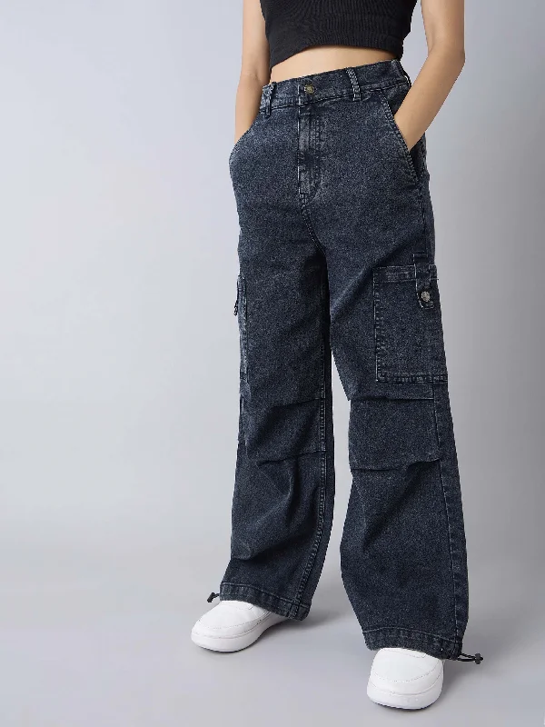 Women's pants for job interviews Skinny women jeans with a form - fitting design Girls Black Acid Wash Side Pintuck Cargo Jeans Women's pants for job interviews Skinny women jeans with a form - fitting design Girls Black Acid Wash Side Pintuck Cargo Jeans