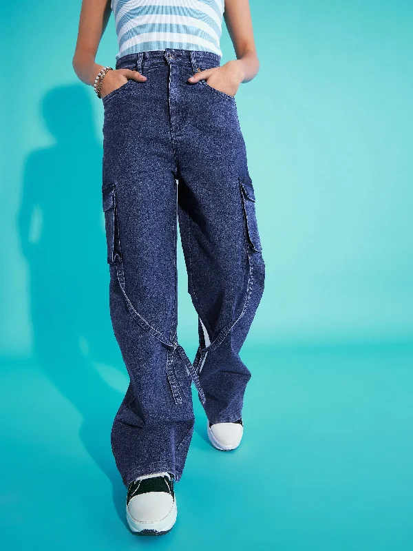 Women's high - waisted yoga pants Skinny women jeans with a form - fitting design Girls Blue Acid Wash Side Pocket Cargo Jeans Women's high - waisted yoga pants Skinny women jeans with a form - fitting design Girls Blue Acid Wash Side Pocket Cargo Jeans