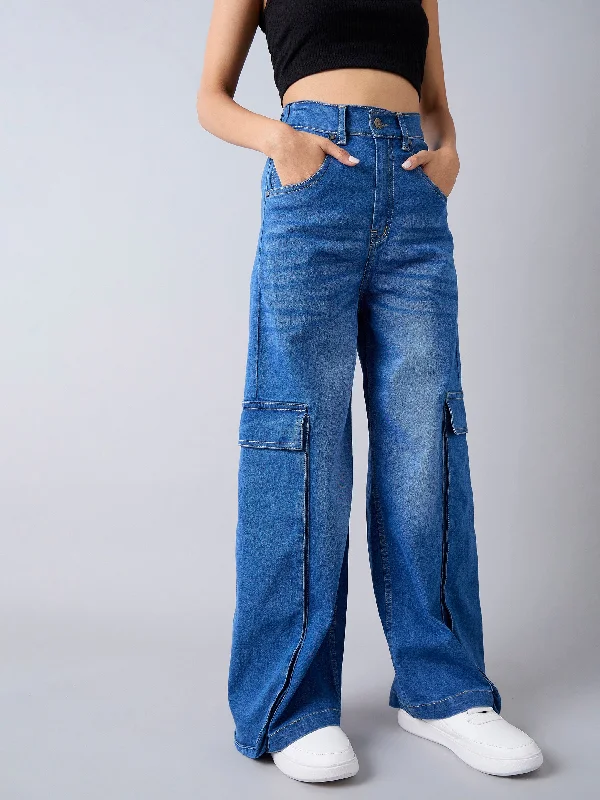 Women's cotton jogger pants Acid - wash women jeans with a retro finish Girls Blue Blast Hem Pocket Straight Jeans Women's cotton jogger pants Acid - wash women jeans with a retro finish Girls Blue Blast Hem Pocket Straight Jeans