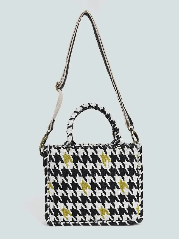 Women's flared office pants Ripped women jeans for a rebellious and fashion - forward style LOV Black & Lime Houndstooth Shoulder Bag Women's flared office pants Ripped women jeans for a rebellious and fashion - forward style LOV Black & Lime Houndstooth Shoulder Bag