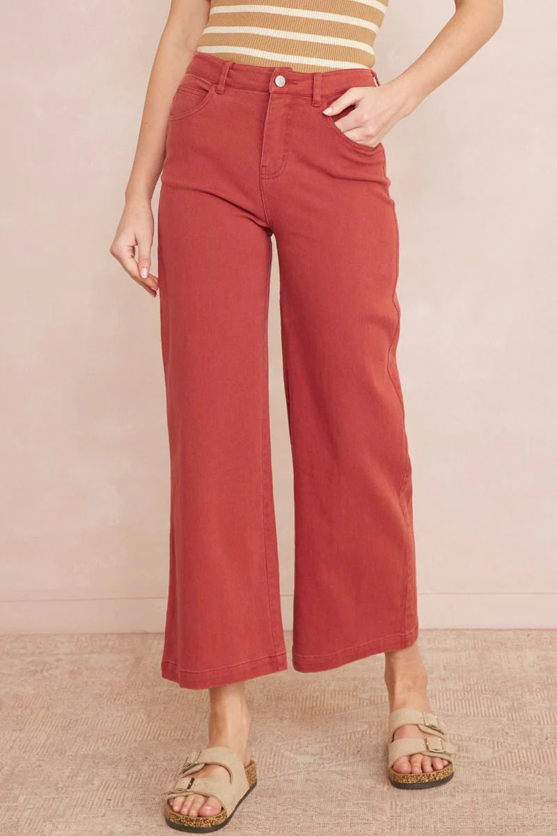Women's button - fly jeans pants Wide - leg women jeans for a modern and relaxed vibe Marsala Wide Leg Denim Pants Women's button - fly jeans pants Wide - leg women jeans for a modern and relaxed vibe Marsala Wide Leg Denim Pants
