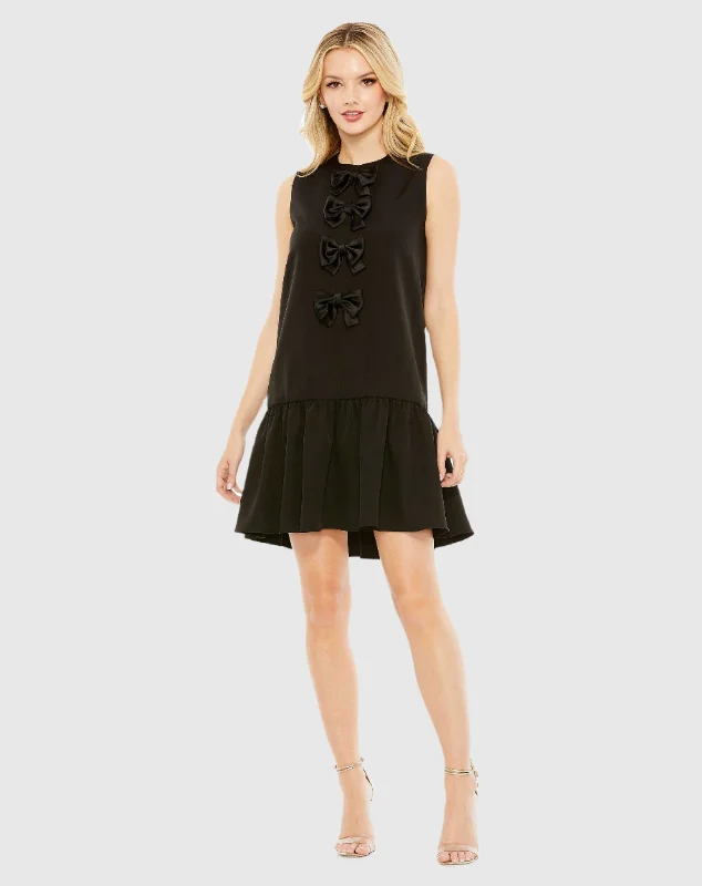 Sleeveless Bow Detail Tiered Hem A Line Dress - FINAL SALE