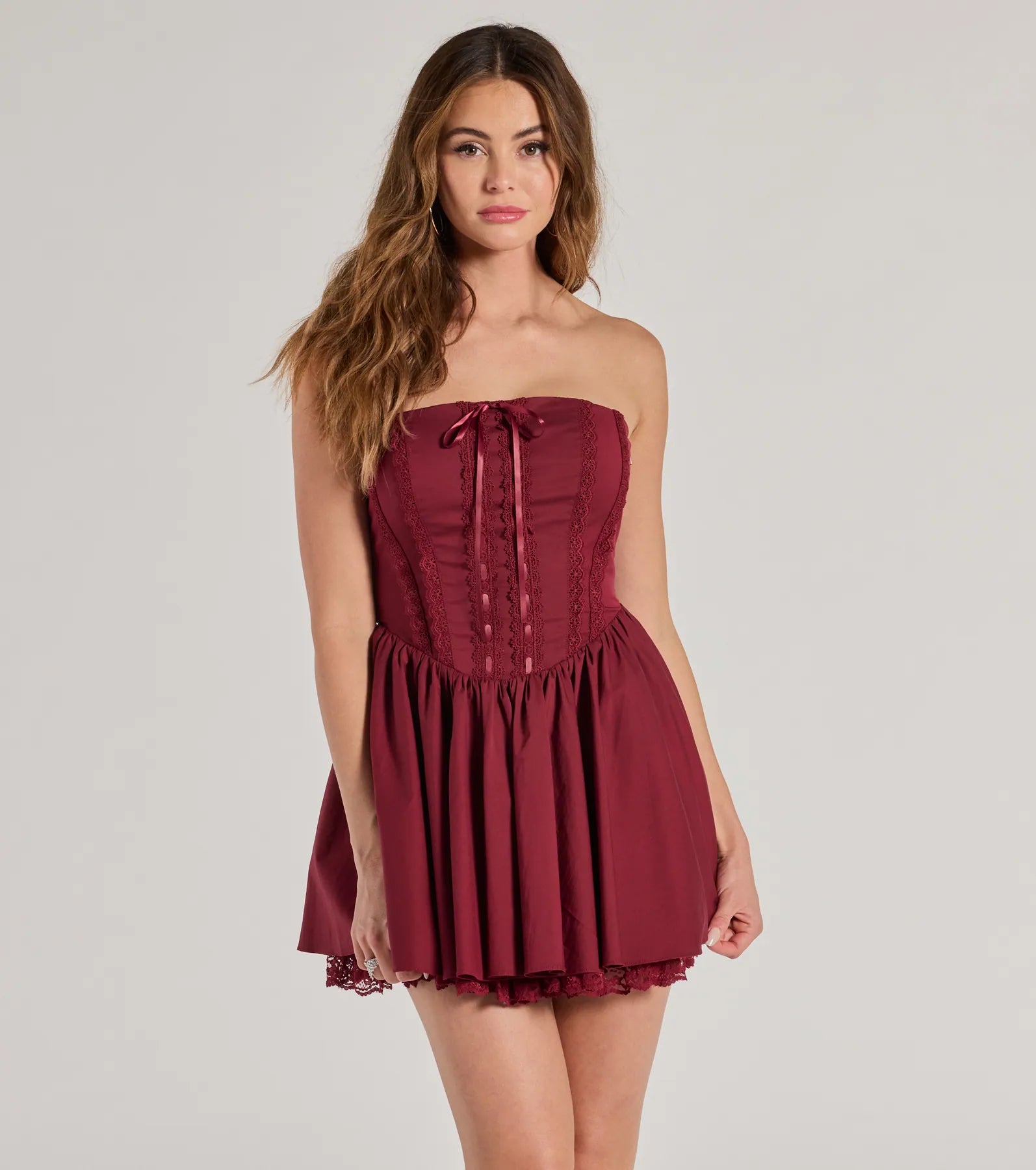 Mini dresses with abstract prints for an artistic lookAdorably Flirty Lace Trim Drop Waist Skater Dress Mini dresses with abstract prints for an artistic lookAdorably Flirty Lace Trim Drop Waist Skater Dress