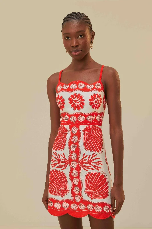 Mini dresses with high - low hems for a modern twistWhite Ainika Shell Euroflax™ Premium Linen Mini Dress