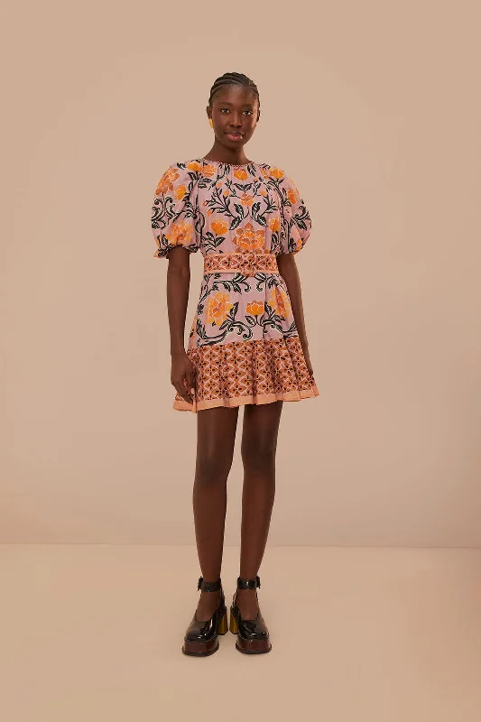 Mini dresses with wrap - around stylesArabesque Floral Lilac Mini Dress