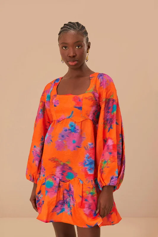 Metallic mini dresses for a glamorous eventOrange Bouquet Ikat Brocade Mini Dress