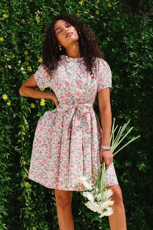 Mini dresses with V - necklines for a flattering shapeChelsea Dress in Cream Floral